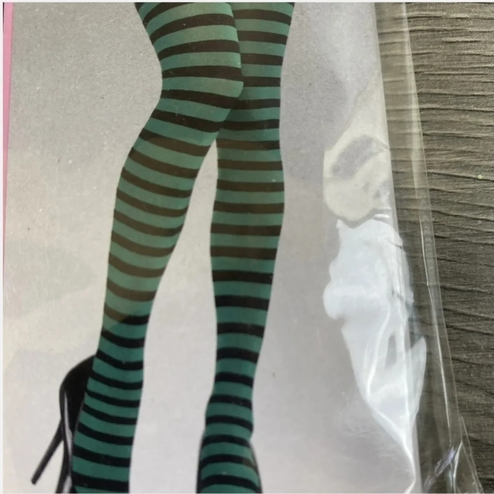 NWT Striped Thigh Highs Green Black OS Adult Halloween Costume Witch St. Patrick